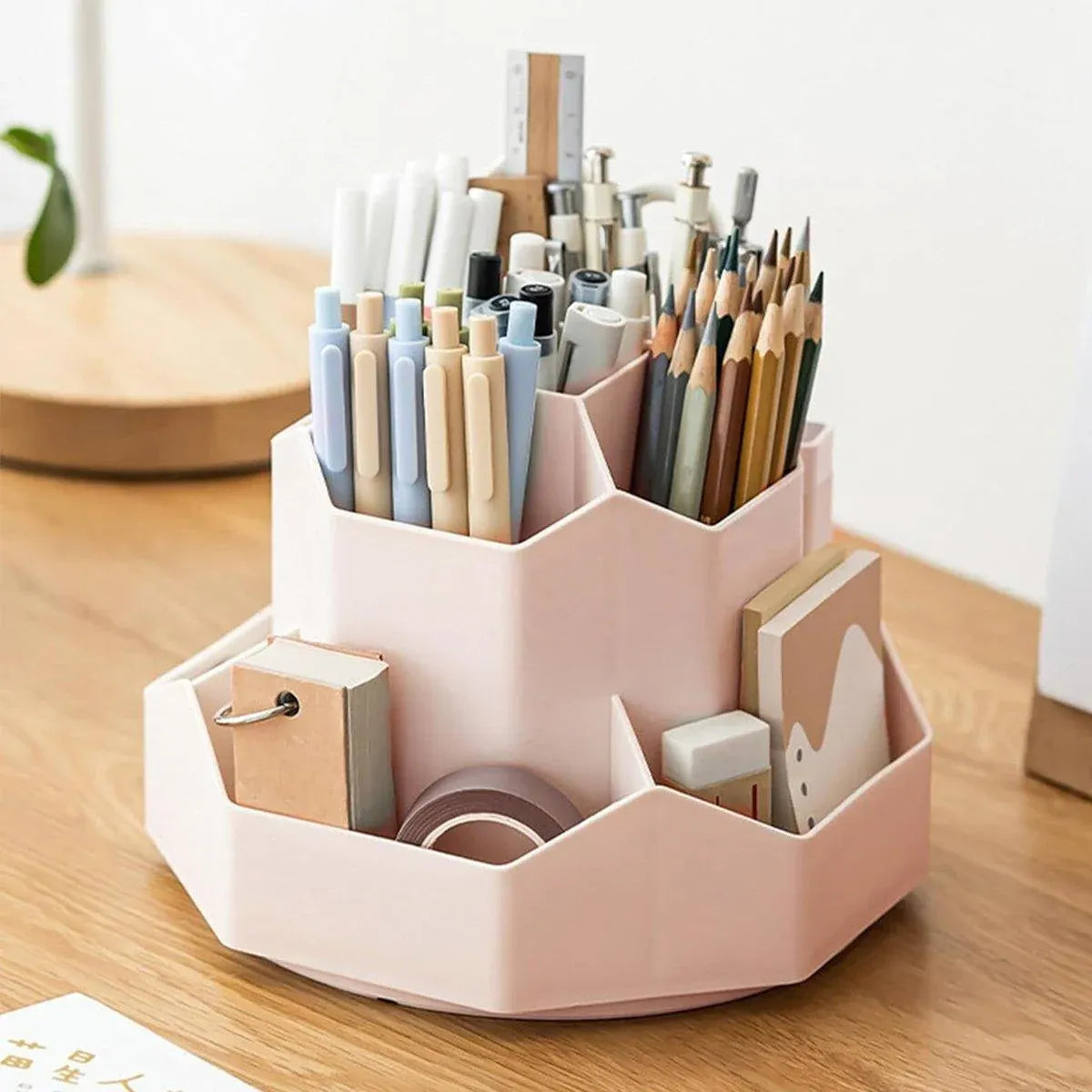 Premium 360° Rotating Pen Holder – 9 Compartments