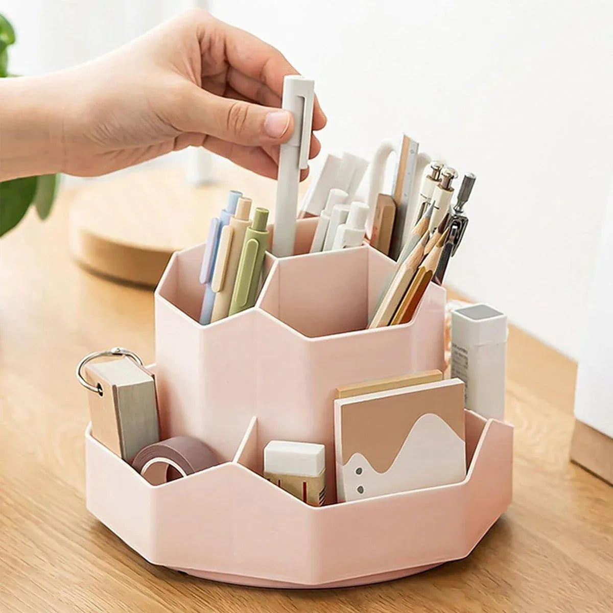 Premium 360° Rotating Pen Holder – 9 Compartments