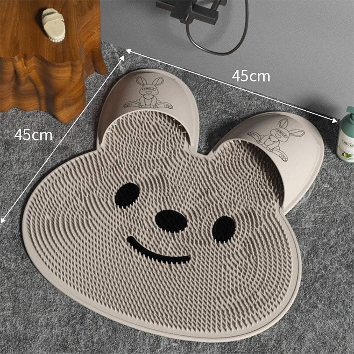 Premium Rabbit Silicone Foot Scrubber Mat – Grey 45 x 45cm