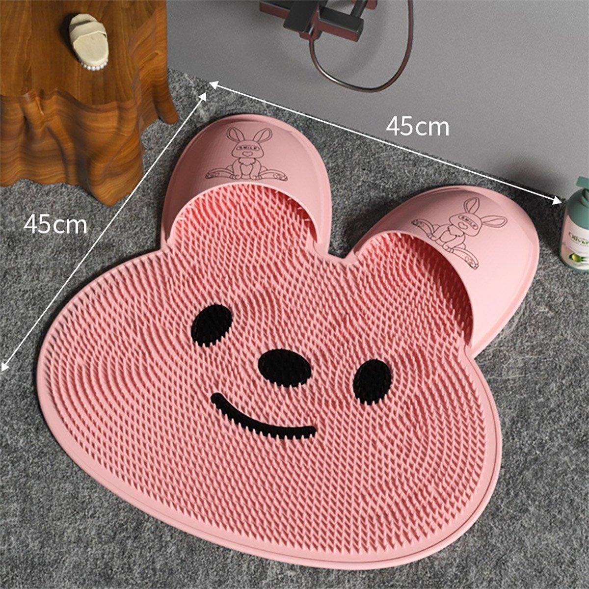 Premium Rabbit Silicone Foot Scrubber Mat – White 45 x 45cm