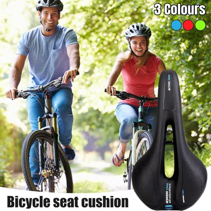 Premium MTB Hollow Bicycle Saddle with Memory Foam & Stainless Steel Rails - Red