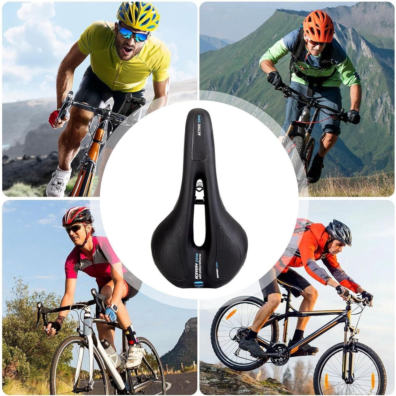 Premium MTB Hollow Bicycle Saddle with Memory Foam & Stainless Steel Rails - Red