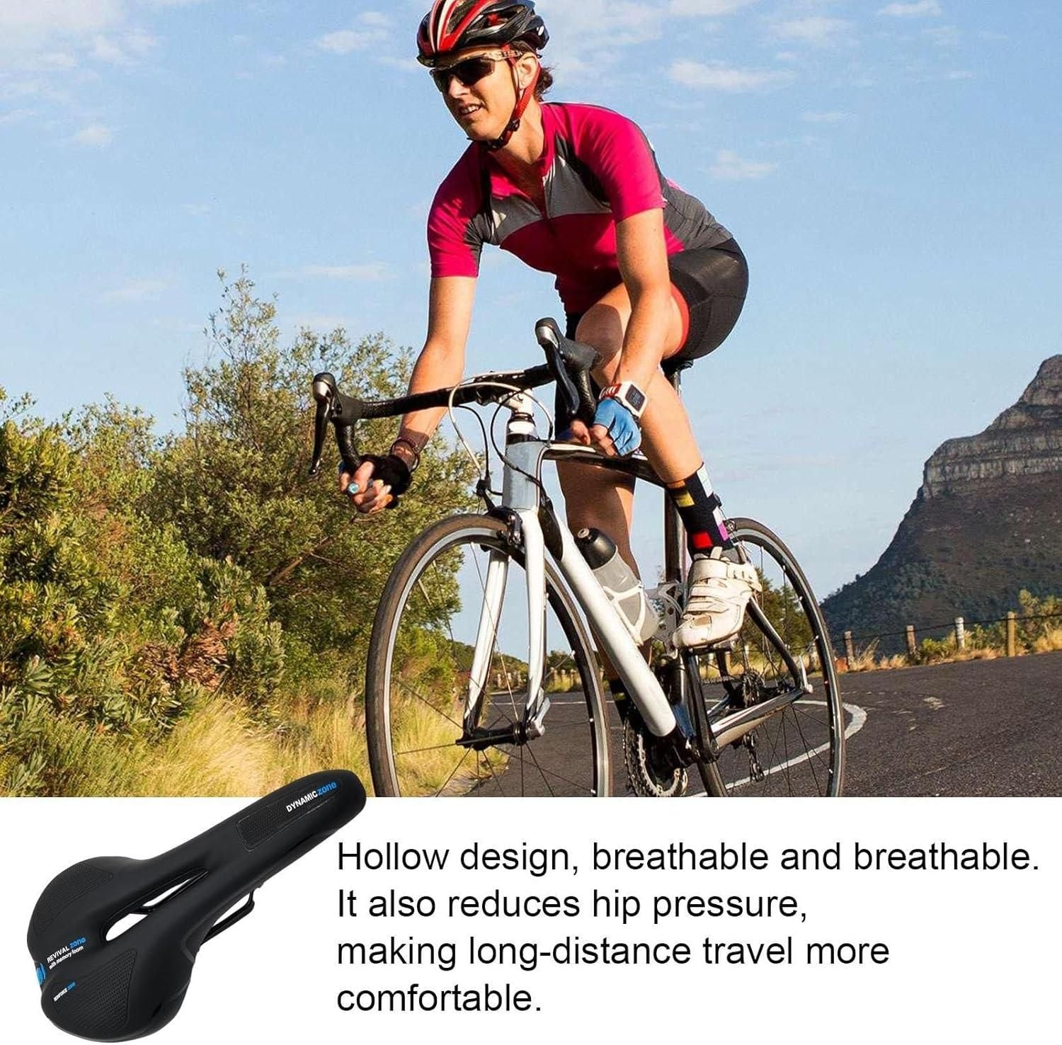 Premium MTB Hollow Bicycle Saddle with Memory Foam & Stainless Steel Rails - Red