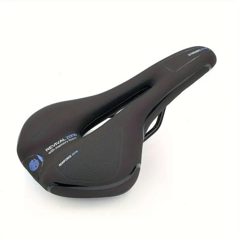 Premium MTB Hollow Bicycle Saddle with Memory Foam & Stainless Steel Rails - Red
