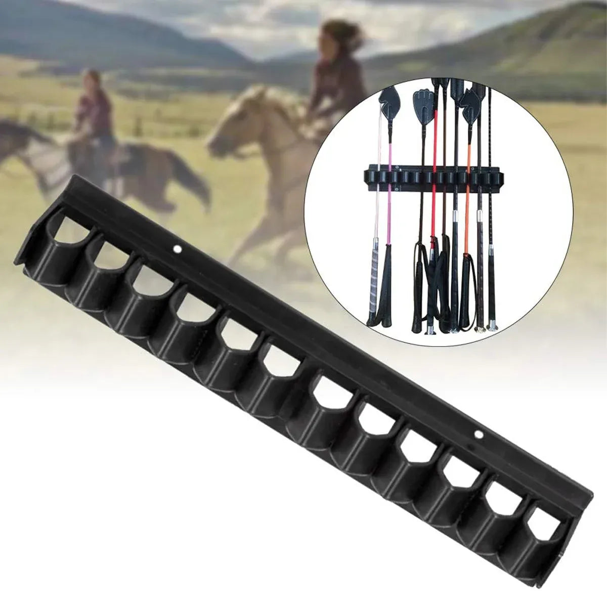 Premium Wall Mount Horse Whip Storage Rack with 11 Slots
