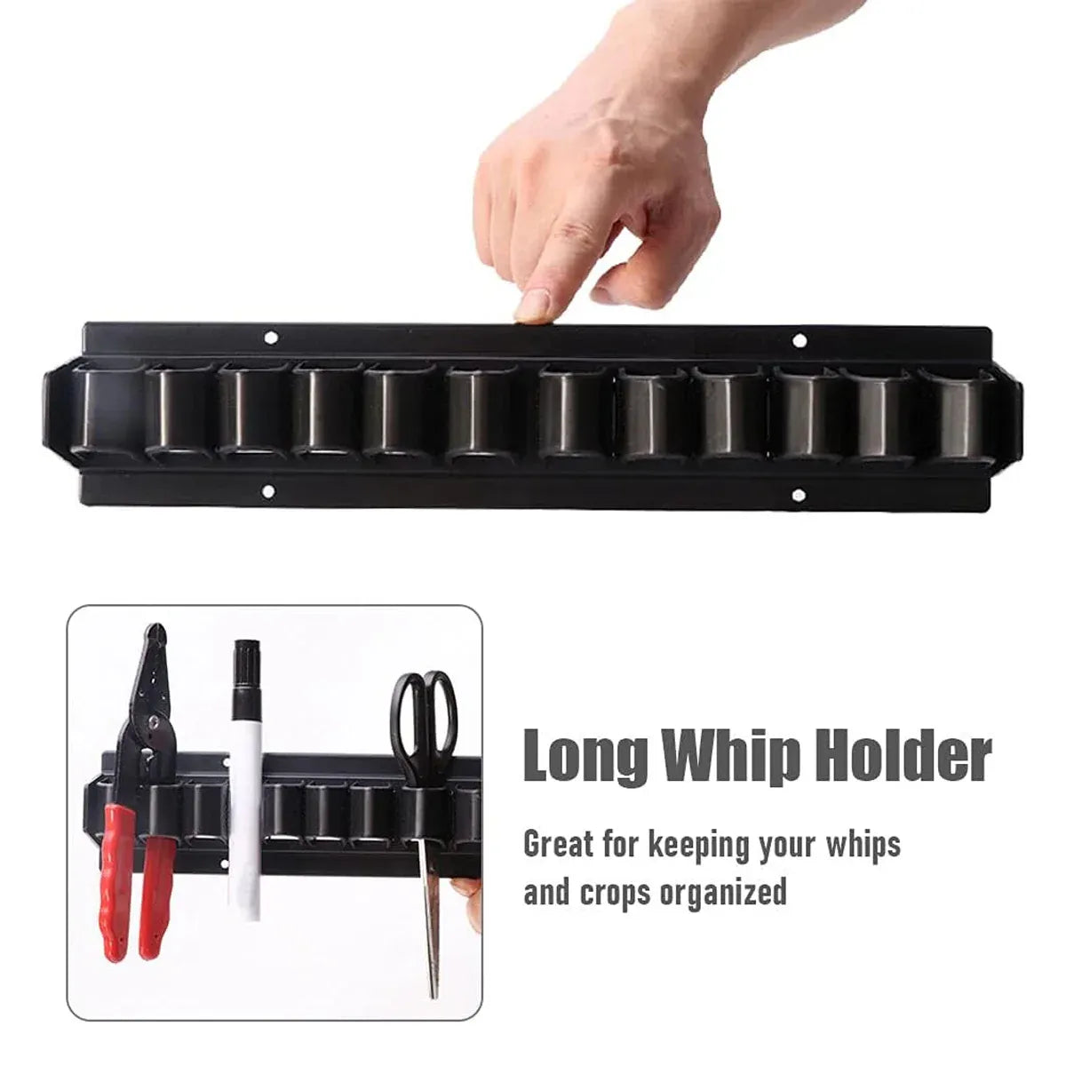 Premium Wall Mount Horse Whip Storage Rack with 11 Slots