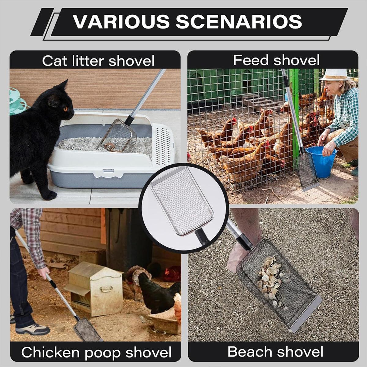 2pcs Long Handle Pet Litter Scoop Set for Cleaning and Collecting