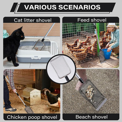 2pcs Long Handle Pet Litter Scoop Set for Cleaning and Collecting