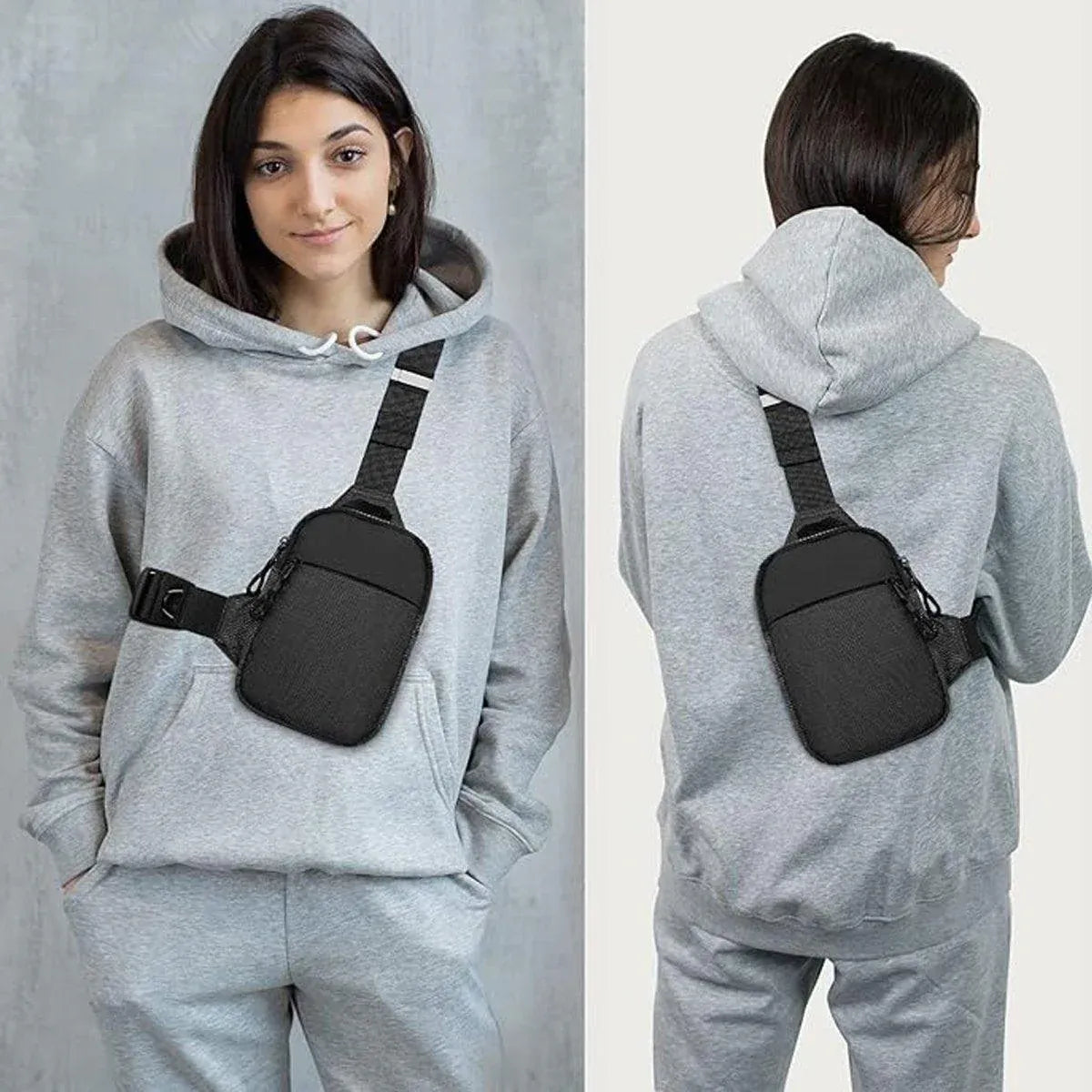 Premium Grey Waterproof Sports Chest Crossbody Bag