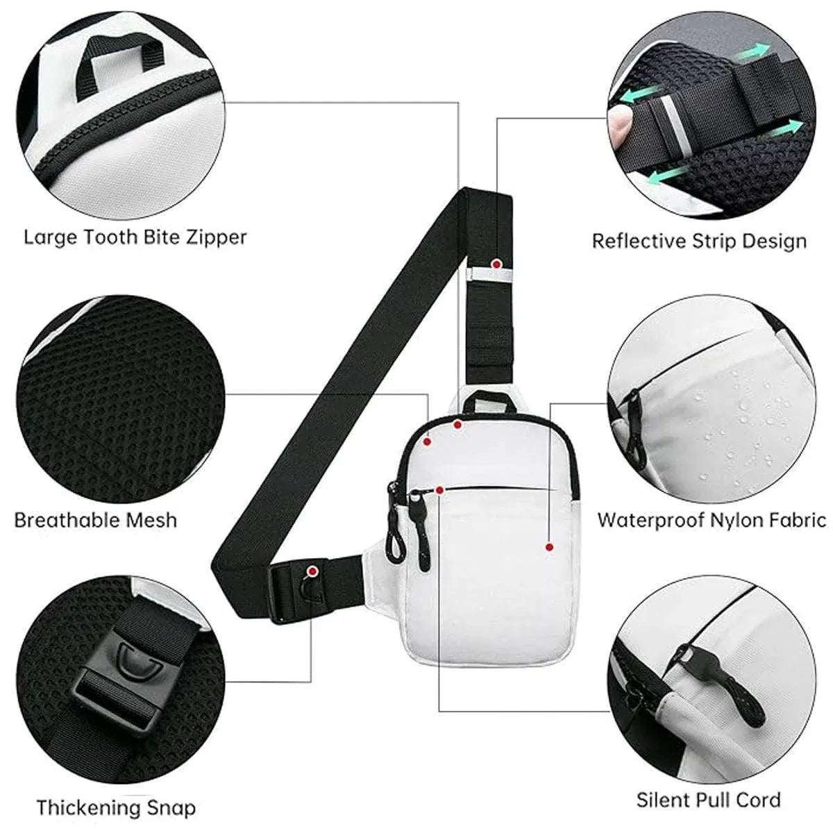 Premium Grey Waterproof Sports Chest Crossbody Bag
