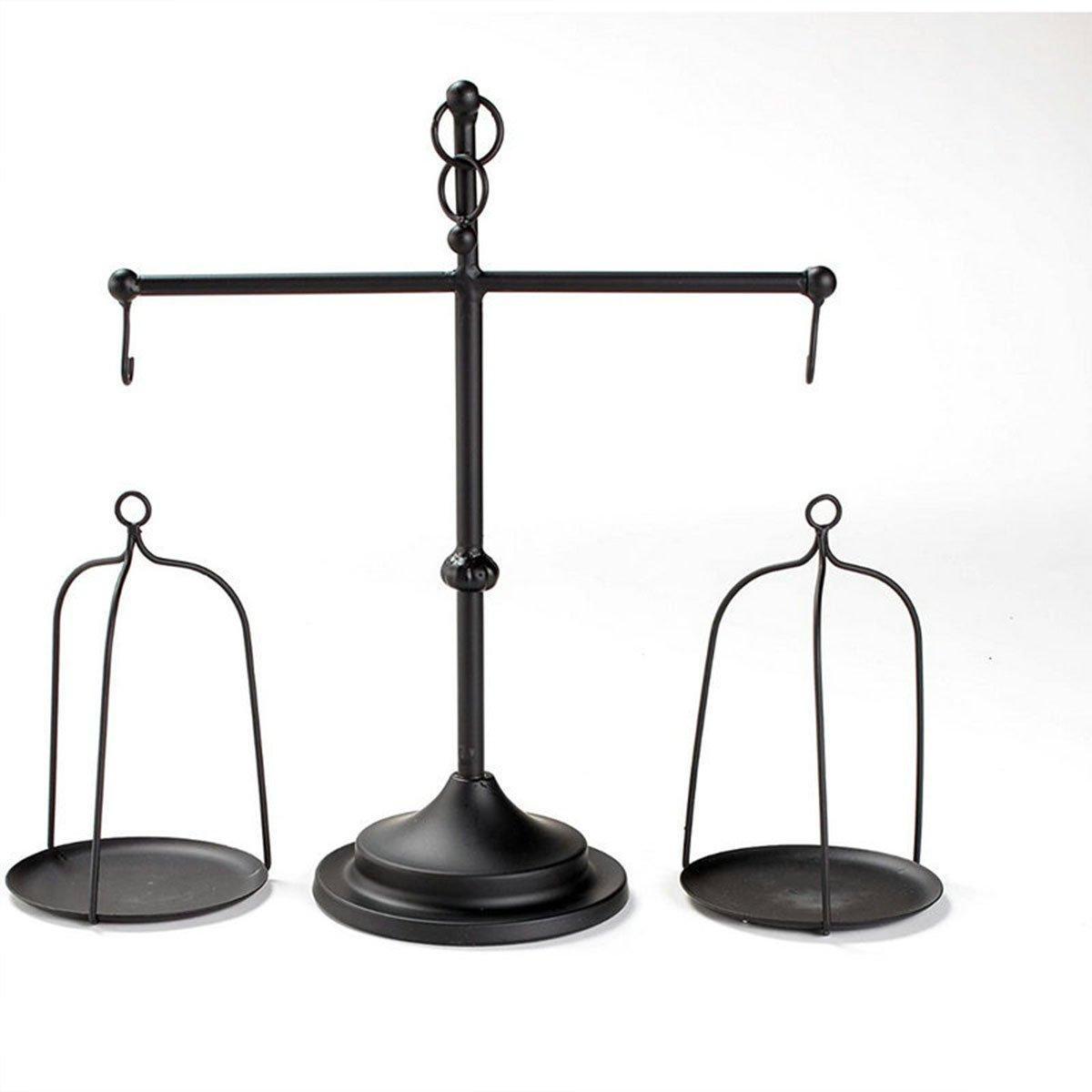 Vintage Black Wrought Iron Balance Scale Candle Holder 17.72" x 15.16" - SuperSaverAU - view 1