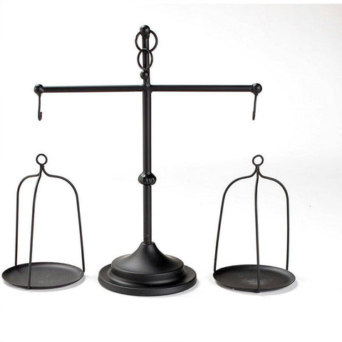 Vintage Black Wrought Iron Balance Scale Candle Holder 17.72" x 15.16" - SuperSaverAU - view 1