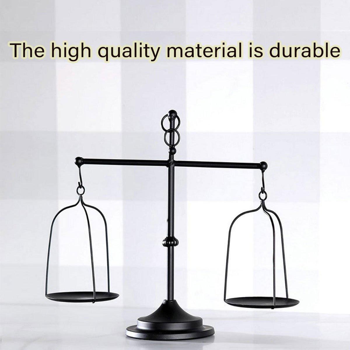 Vintage Black Wrought Iron Balance Scale Candle Holder 17.72" x 15.16" - SuperSaverAU - view 3