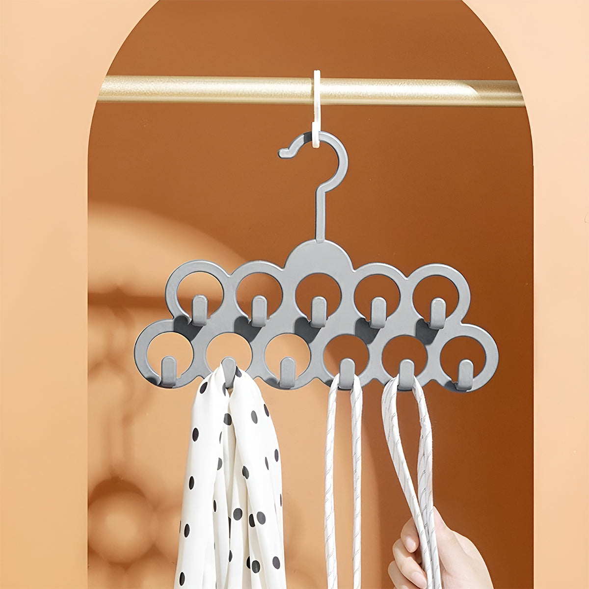 5PCS Non-Slip Flocked 11-Hole Hangers for Towels Scarves Ties - Black - SuperSaverAU - view 4