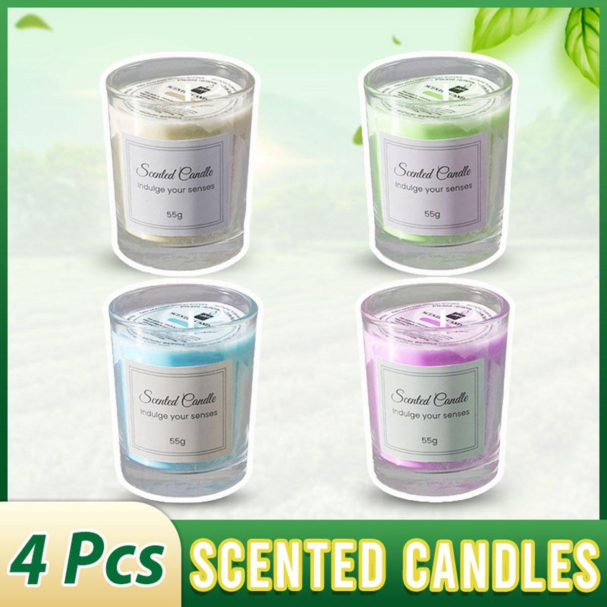 Premium 4 Piece Smokeless Scented Candle Gift Set in Glass Jars