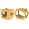 Durable Cat Scratcher Lounge - Square 34.5cm & Oval 47x23x37cm, Wood & Cardboard - SuperSaverAU - view 2