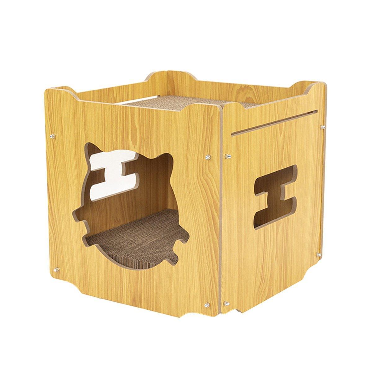 Durable Cat Scratcher Lounge - Square 34.5cm & Oval 47x23x37cm, Wood & Cardboard - SuperSaverAU - view 6
