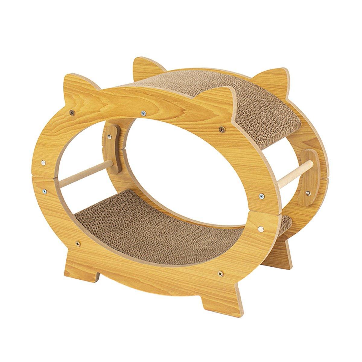Durable Cat Scratcher Lounge - Square 34.5cm & Oval 47x23x37cm, Wood & Cardboard