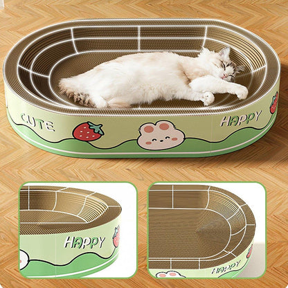 Bear Extra-Large Oval Cat Scratching Board 55x40x9cm Durable Non-Slip Design