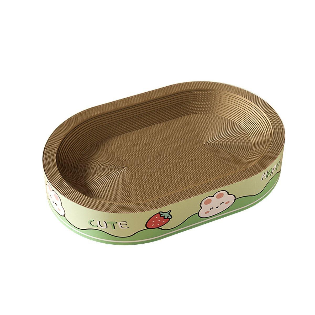 Bear Extra-Large Oval Cat Scratching Board 55x40x9cm Durable Non-Slip Design