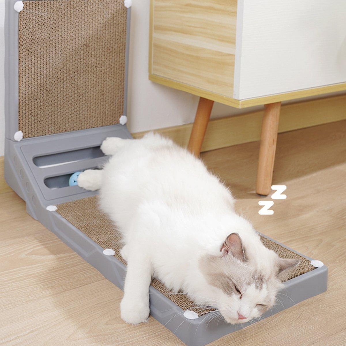 L-shaped Cat Scratching Board 9.8x15.7 inches with Dual Ball Tracks - Black