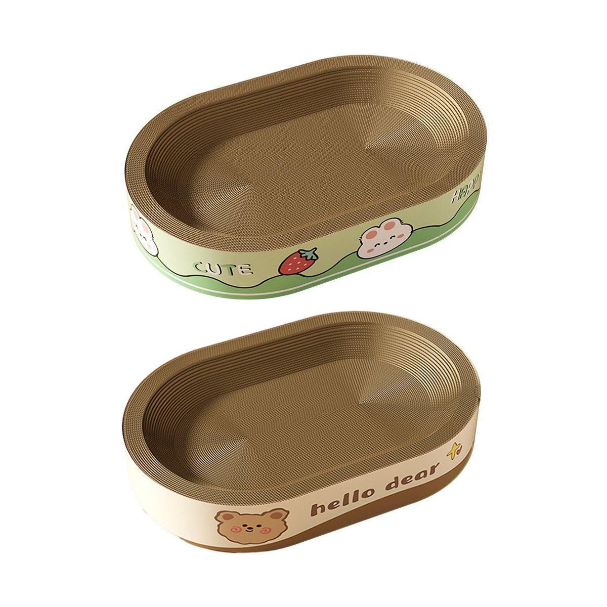 Extra-Large Oval Cat Scratching Board - Durable Corrugated Paper, Non-Slip Base, 55 x 40 x 9cm