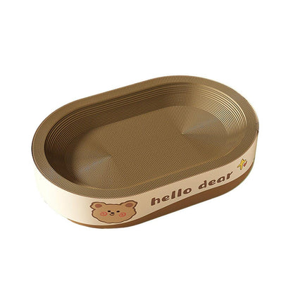 Extra-Large Oval Cat Scratching Board - Durable Corrugated Paper, Non-Slip Base, 55 x 40 x 9cm