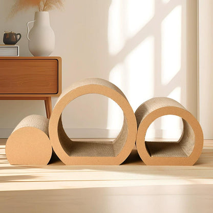 Eco-Friendly 3-Piece Cat Scratching Board Set - Claw Sharpening & Play Tunnel
