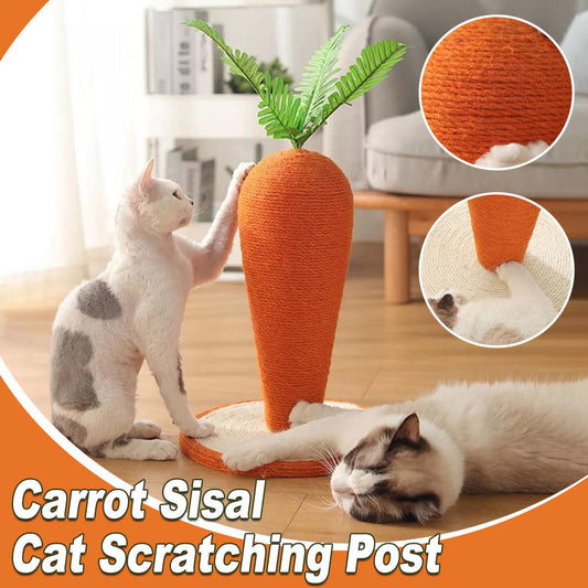 Carrot Cat Scratching Post 15.74in - Durable Sisal, Stable Base, Interactive Toy