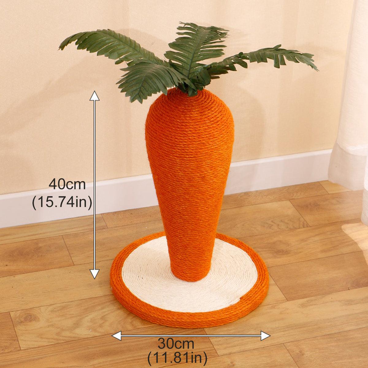 Carrot Cat Scratching Post 15.74in - Durable Sisal, Stable Base, Interactive Toy