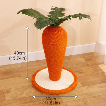 Carrot Cat Scratching Post 15.74in - Durable Sisal, Stable Base, Interactive Toy