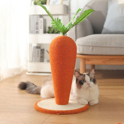 Carrot Cat Scratching Post 15.74in - Durable Sisal, Stable Base, Interactive Toy