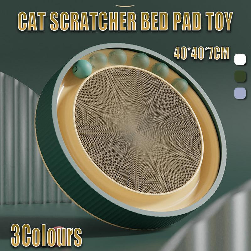 Cat Scratcher Lounge Bed Toy 40cm Round Foldable Cardboard Pad - Green