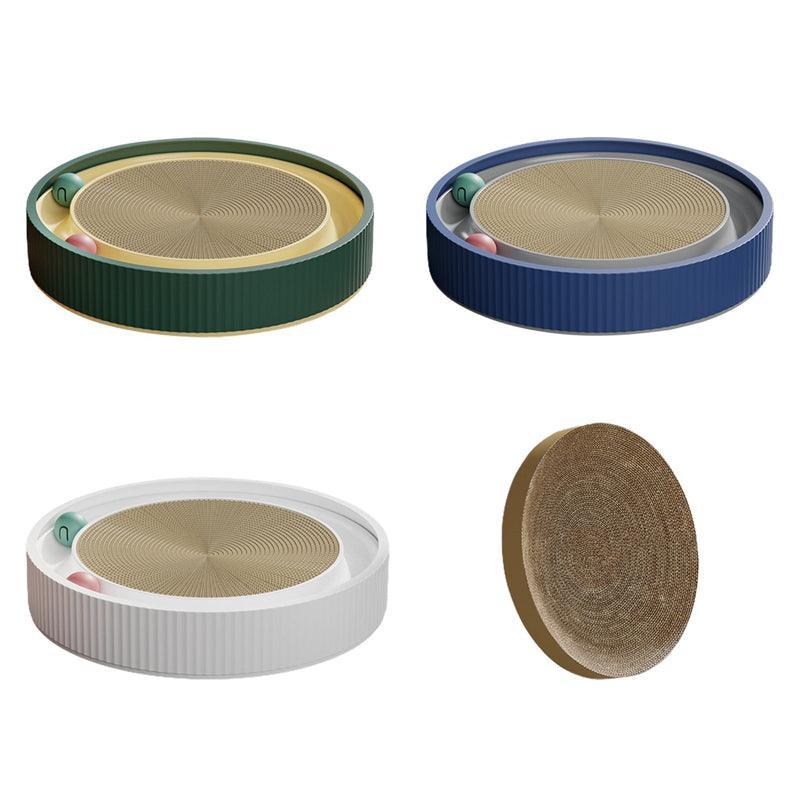 Cat Scratcher Lounge Bed Toy 40cm Round Foldable Cardboard Pad - Green - SuperSaverAU - view 2