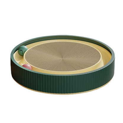 Cat Scratcher Lounge Bed Toy 40cm Round Foldable Cardboard Pad - Green