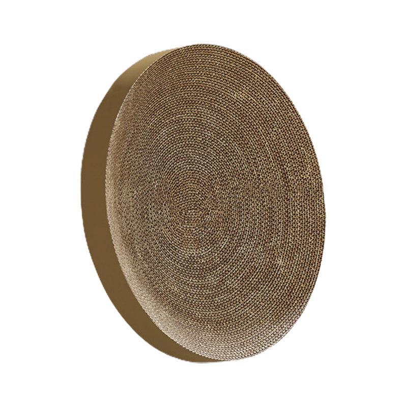Cat Scratcher Lounge Bed Toy 40cm Round Foldable Cardboard Pad - White