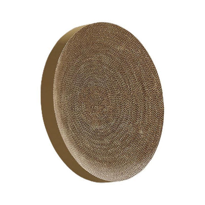Cat Scratcher Lounge Bed Toy 40cm Round Foldable Cardboard Pad - White