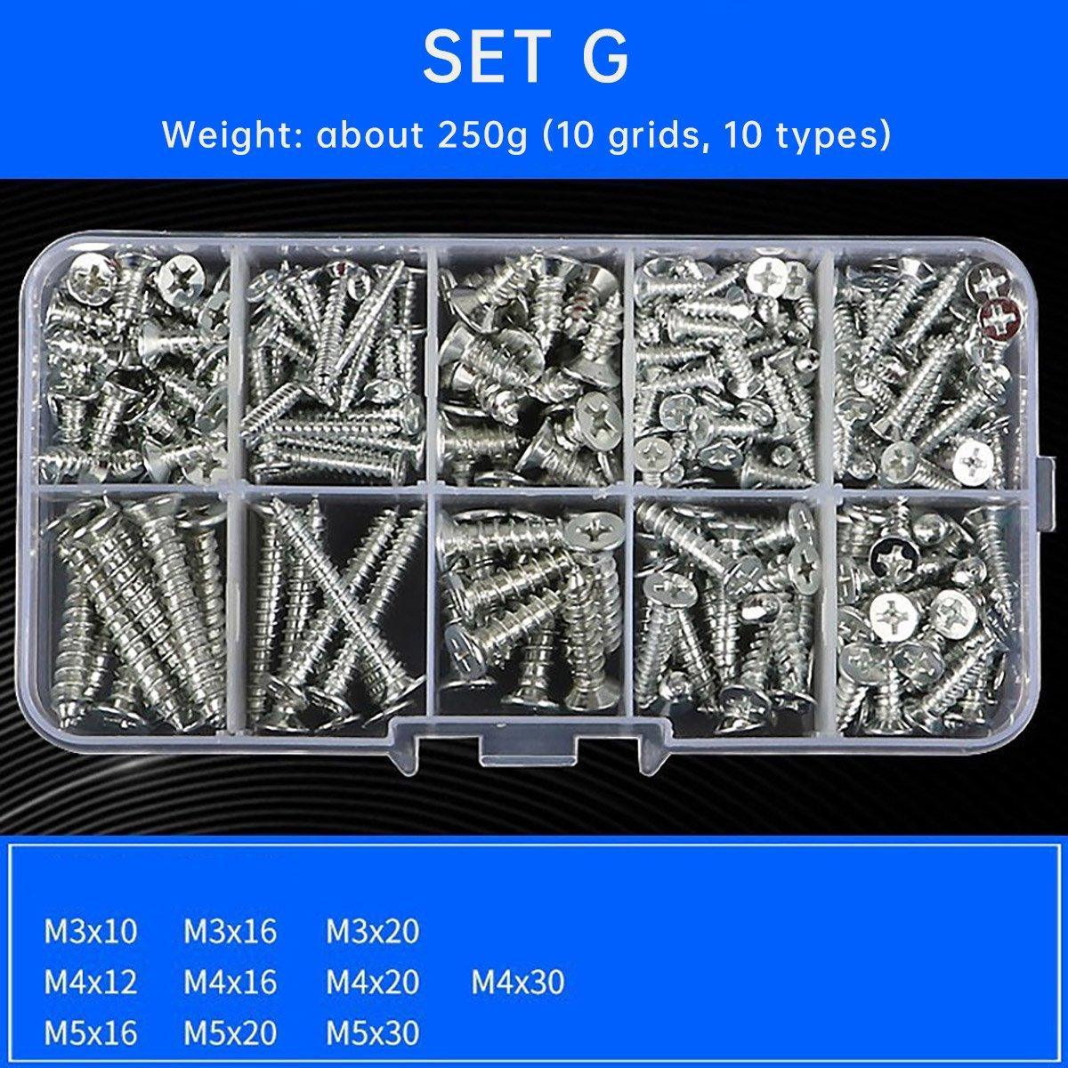 Premium Self-Tapping Screw Nut & Washer Assortment Set – B