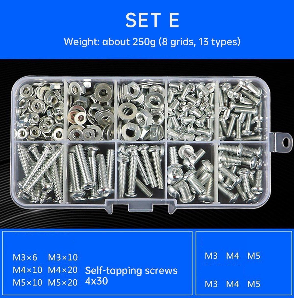 Premium Self-Tapping Screw Nut & Washer Assortment Set – F