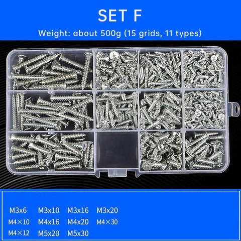 Premium Self-Tapping Screw Nut & Washer Assortment Set – F