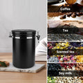 Premium Silver Stainless Steel Airtight Coffee Storage Jar 1500ml with Scoop