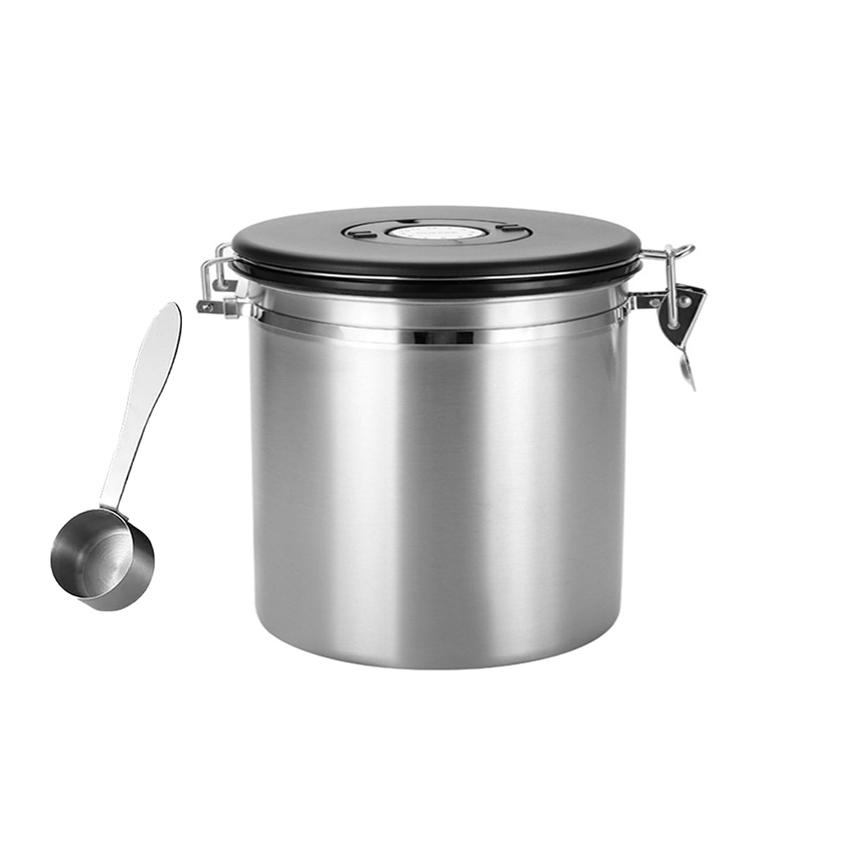 Premium Silver Stainless Steel Airtight Coffee Storage Jar 1500ml with Scoop