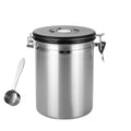 Premium Silver Stainless Steel Airtight Coffee Storage Jar 1500ml with Scoop