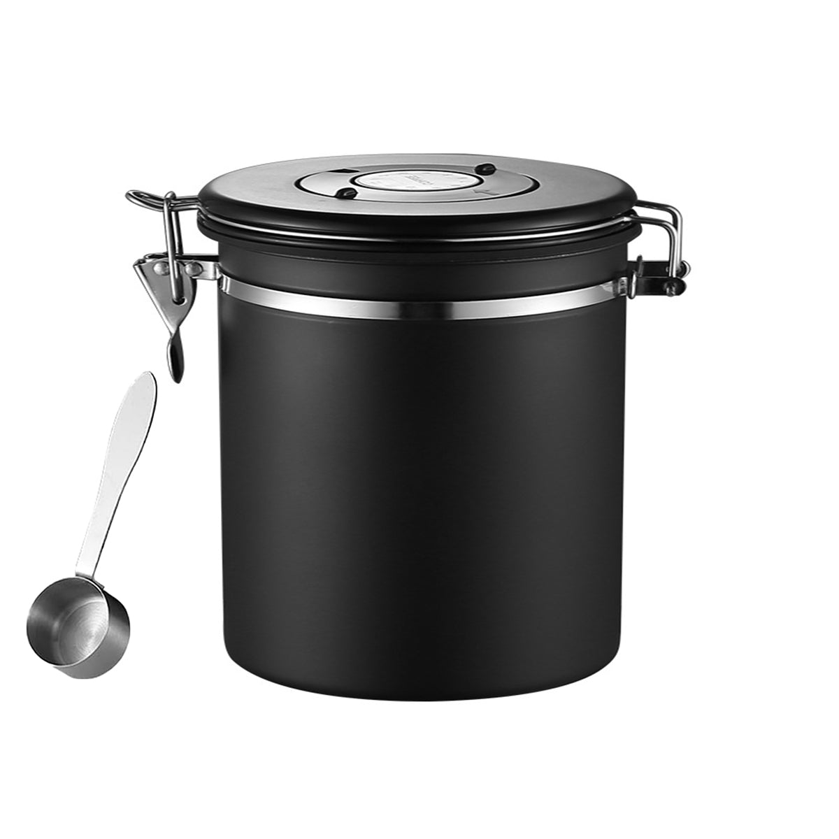 Premium Silver Stainless Steel Airtight Coffee Storage Jar 1500ml with Scoop