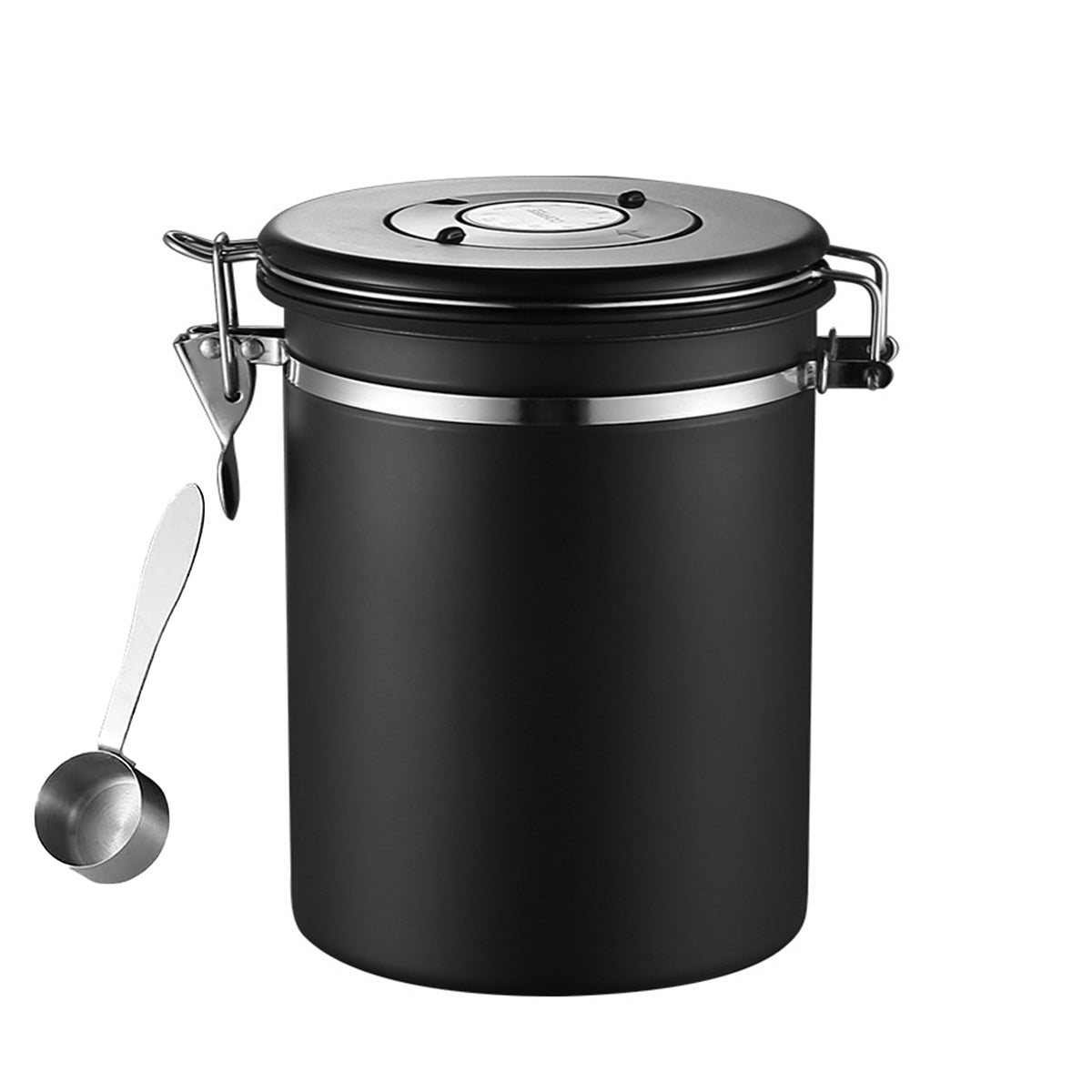 Premium Silver Stainless Steel Airtight Coffee Storage Jar 1500ml with Scoop