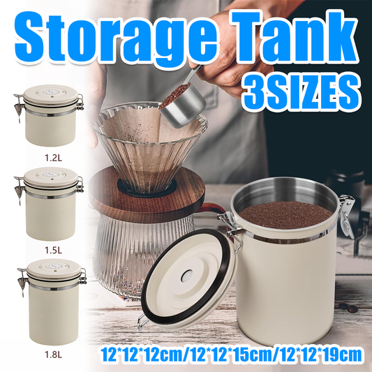 Stainless Steel Coffee Bean Storage Jar with CO2 Valve - 1.2L