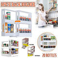 Premium White Swivel Cabinet Organiser Rack Spice Jar Holder 20 Bottle Capacity