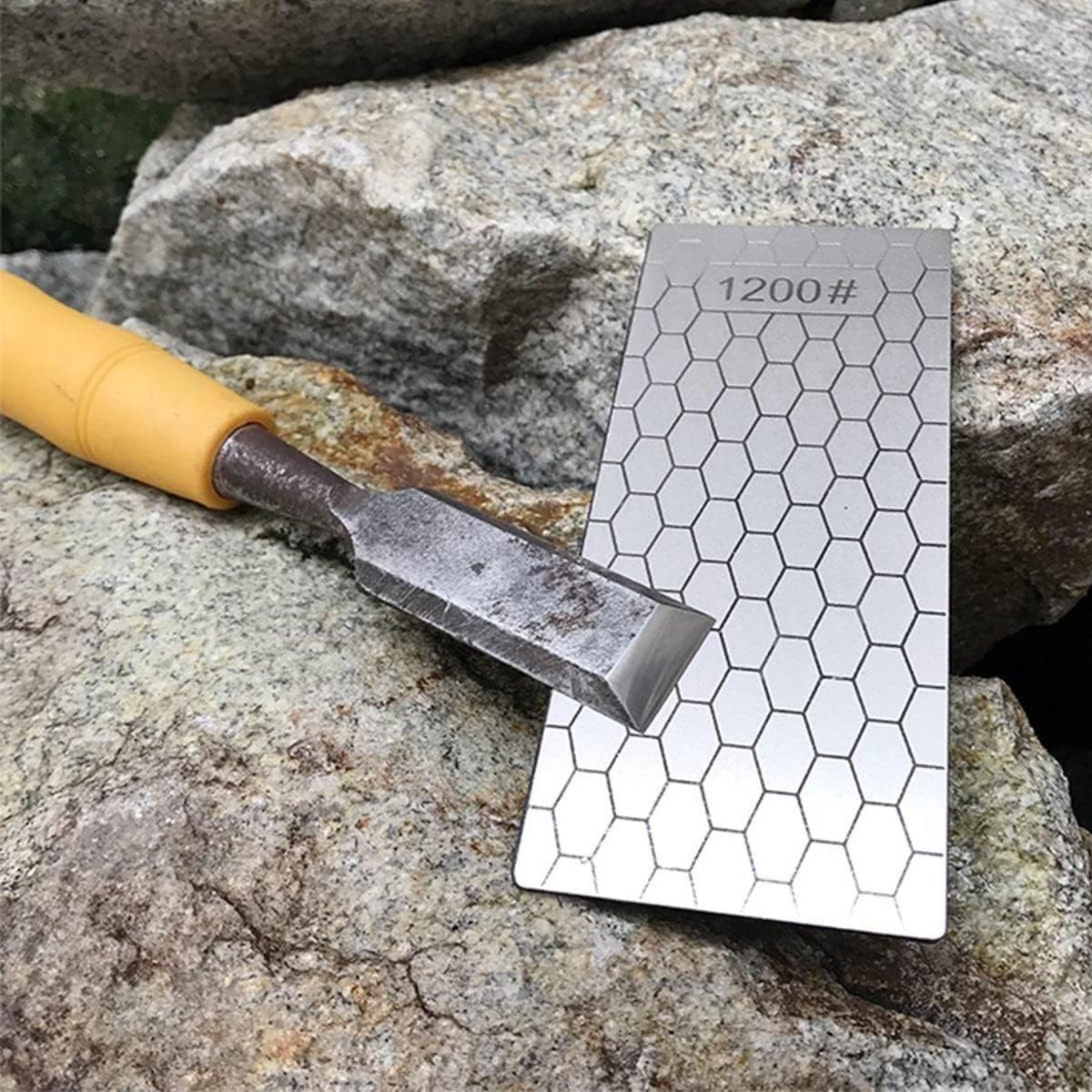 Premium 4 Piece Diamond Knife Sharpener Stone Set with Non-Slip Base