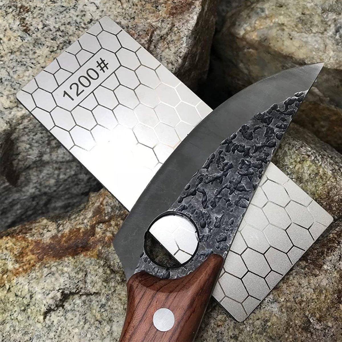 Premium 4 Piece Diamond Knife Sharpener Stone Set with Non-Slip Base