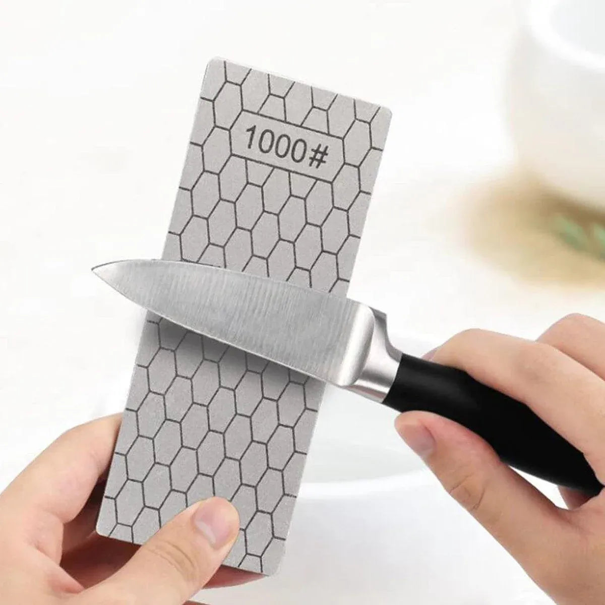 Premium 4 Piece Diamond Knife Sharpener Stone Set with Non-Slip Base